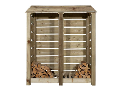 Slatted Wooden Log Store W-146cm, H-126cm Or 180cm, D-88cm