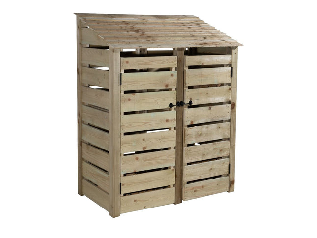 Slatted Wooden Log Store with Door W-146cm, H-126cm or 180cm, D-88cm