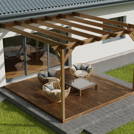 Wall Mounted Pergola and Decking Kit Longhorn Design