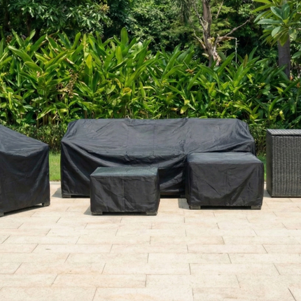 Marbella Grey 5 Seater Chaise Garden Sofa Set, Cover and Cushion Box Bundle