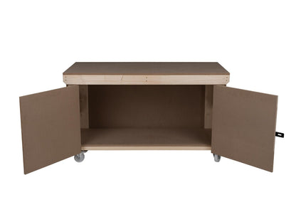 Wooden MDF Top Workbench With Lockable Cupboard (V.9) with wheels