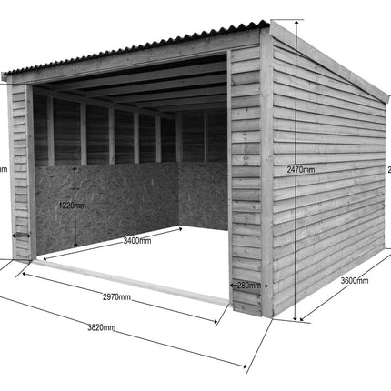 12ft x 12ft Open Front Mobile Animal Field Shelter V.2