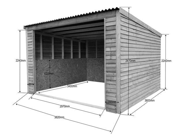 12ft x 12ft Open Front Mobile Animal Field Shelter V.2