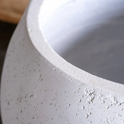 Orbello | White Mist – 55cm Extra Large Concrete Sphere Planter – 82L Round Plant Pot