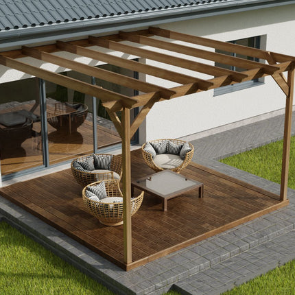 Wall Mounted Pergola and Decking Kit Orchid Design