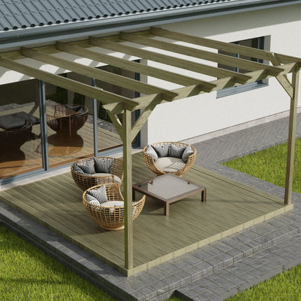 Wall Mounted Pergola and Decking Kit Orchid Design