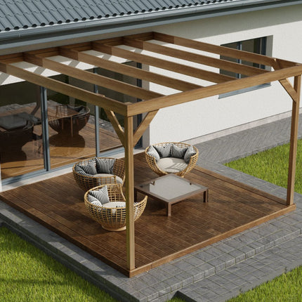 Wall-mounted Box Pergola and Decking Kit