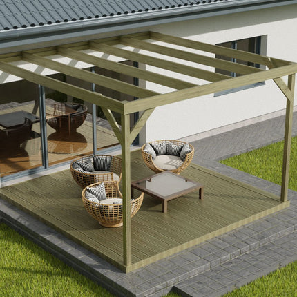 Wall-mounted Box Pergola and Decking Kit