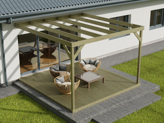Wall-mounted Box Pergola and Decking Kit