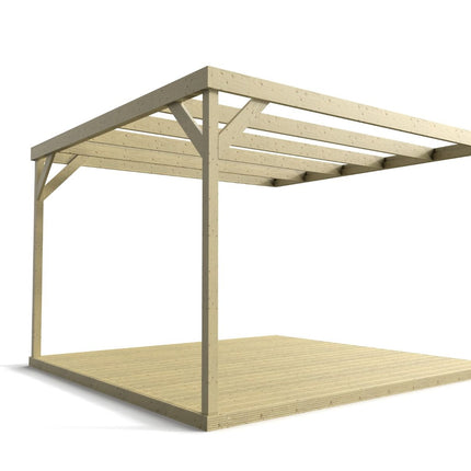 Wall-mounted Box Pergola and Decking Kit