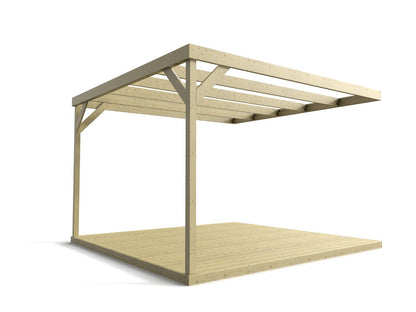 Wall-mounted Box Pergola and Decking Kit