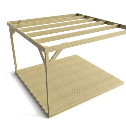 Wall-mounted Box Pergola and Decking Kit