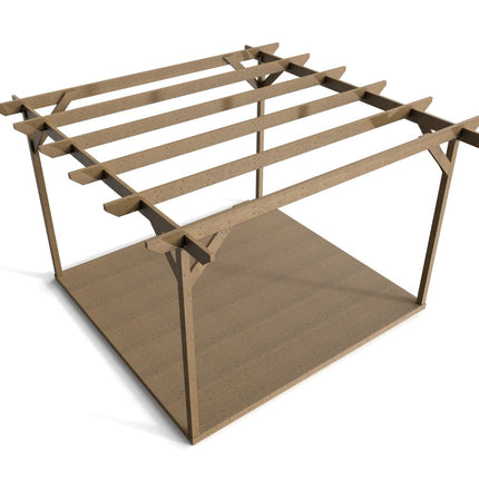 Chamfered Wooden Pergola and Decking Kit