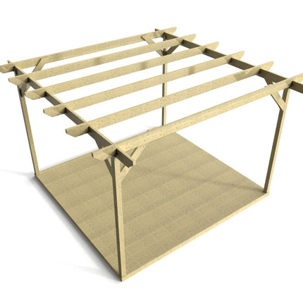 Chamfered Wooden Pergola and Decking Kit