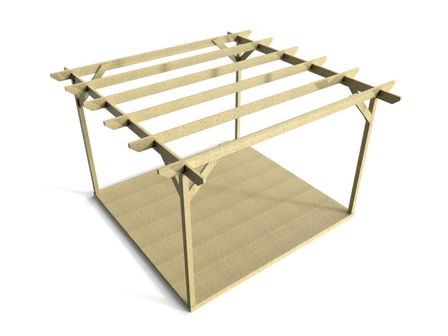 Chamfered Wooden Pergola and Decking Kit