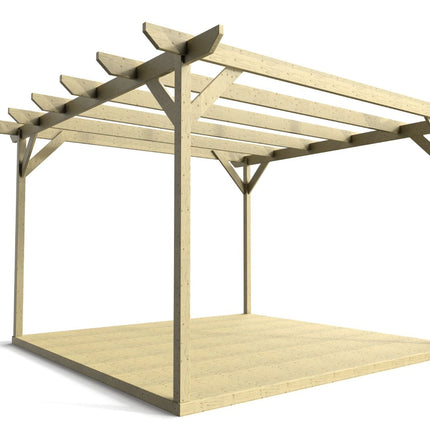 Chamfered Wooden Pergola and Decking Kit