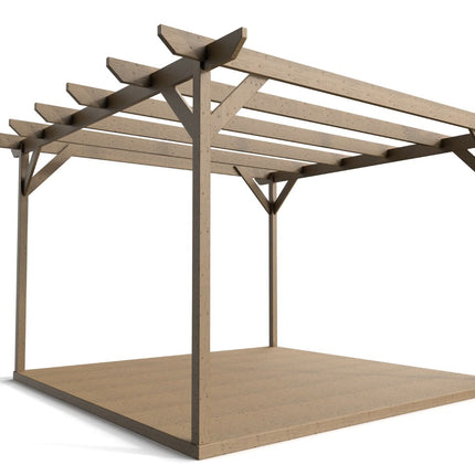Chamfered Wooden Pergola and Decking Kit