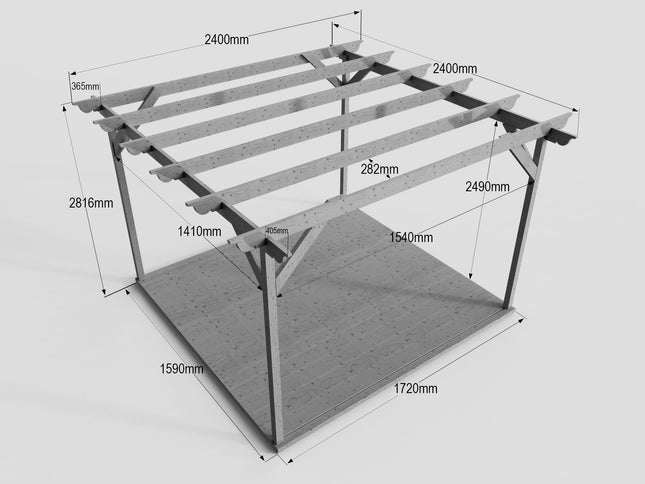 Sculpted Wooden Pergola and Decking Kit