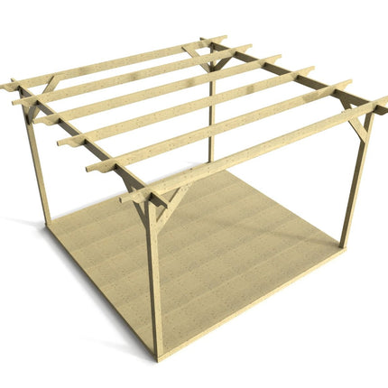 Sculpted Wooden Pergola and Decking Kit