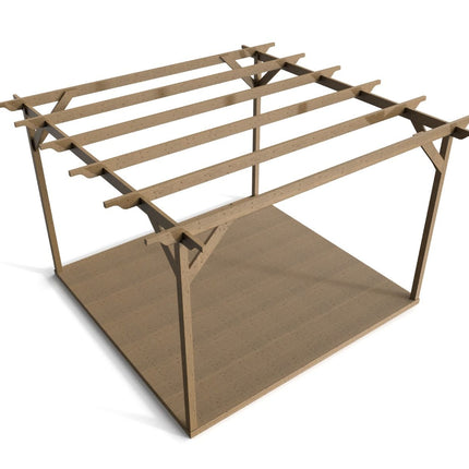 Sculpted Wooden Pergola and Decking Kit