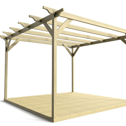 Sculpted Wooden Pergola and Decking Kit