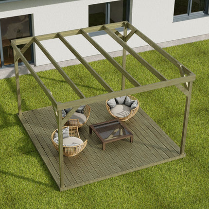 Wooden Box Pergola and Decking Kit
