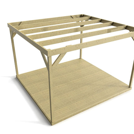 Wooden Box Pergola and Decking Kit