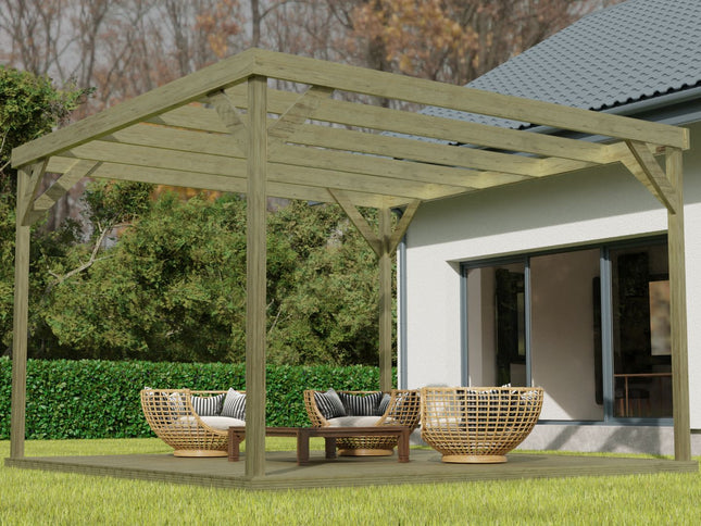 Wooden Box Pergola and Decking Kit