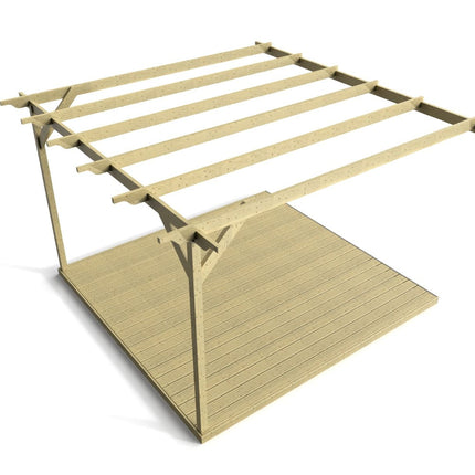 Wall Mounted Pergola and Decking Kit Sculpted Design
