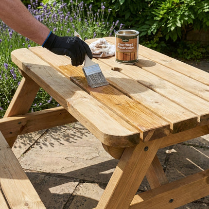 Classic Rounded Pub Style Picnic Bench and Table - Rustic Finish