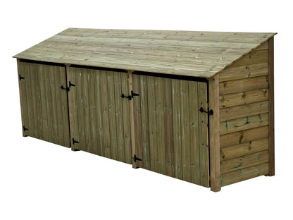 Wooden Premium Tongue/Groove Log Store with Doors and Shelf W-335cm, H-126cm or 180cm, D-88cm