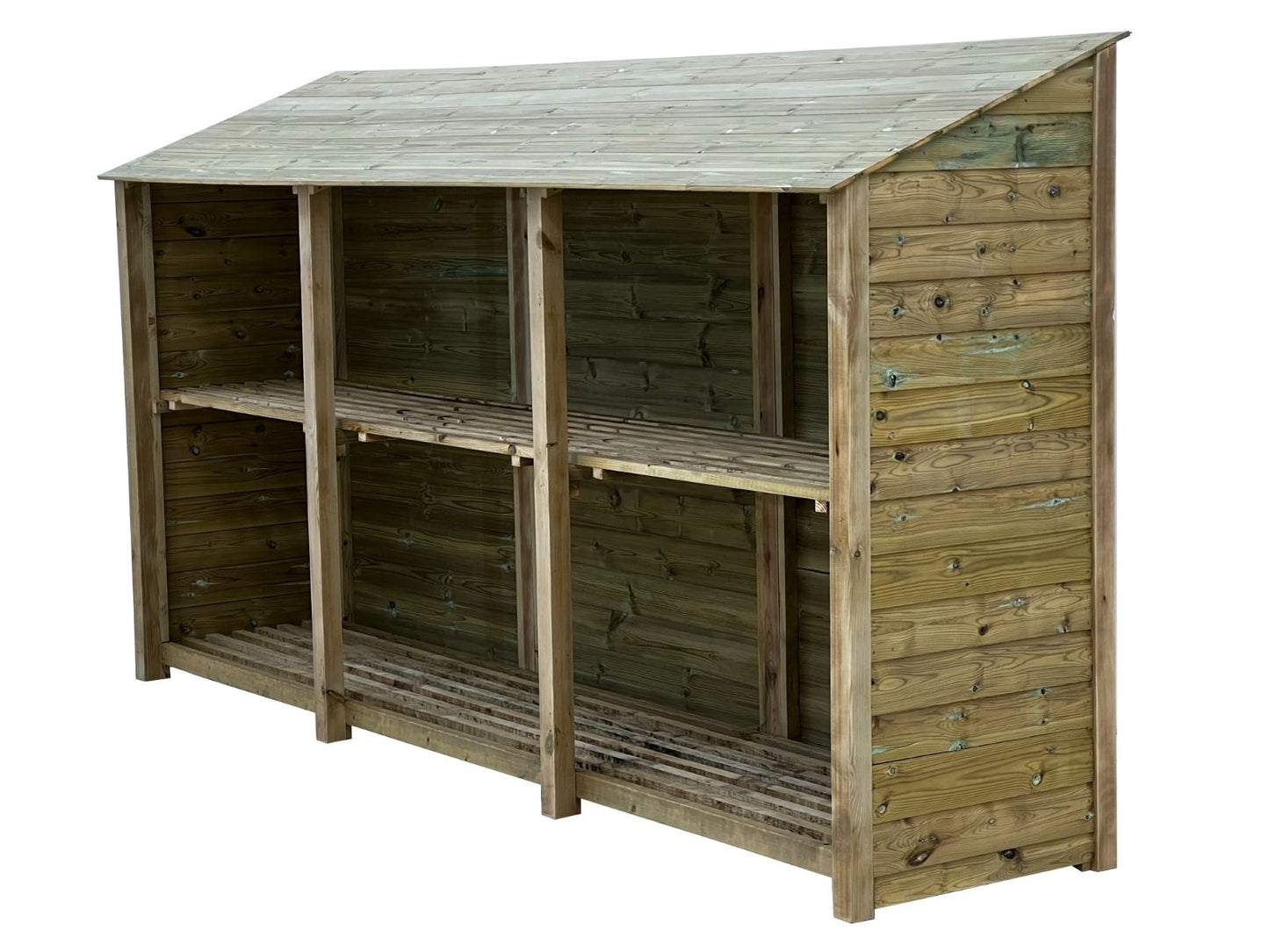 Wooden Premium Tongue/Groove Log Store with Shelf W-335cm, H-126cm or 180cm, D-88cm