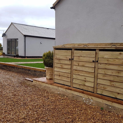 Wooden Wheelie Bin Store, Natural Finish