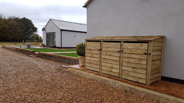 Wooden Wheelie Bin Store, Natural Finish