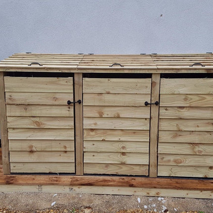 Wooden Wheelie Bin Store, Natural Finish