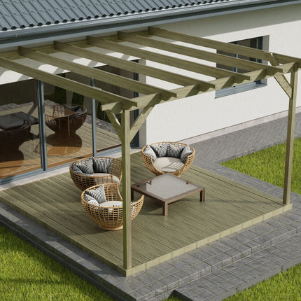 Wall Mounted Pergola and Decking Kit Sculpted Design