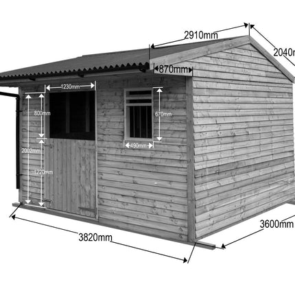 12ft x 12ft Mobile Animal Field Shelter With Overhang and Guttering V.3