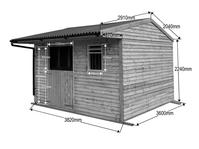 12ft x 12ft Mobile Animal Field Shelter With Overhang and Guttering V.3