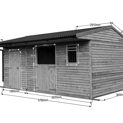 18ft x 12ft Field Shelter with Storage/Tack Feed Room V.4