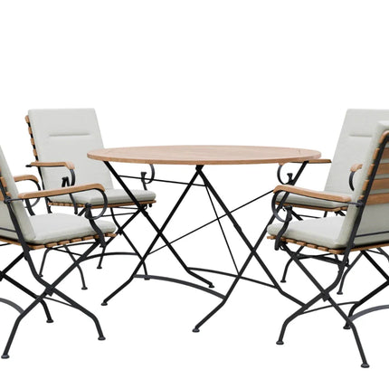 Sicily 4 Seater Teak and Wrought Iron Round 110cm Garden Dining Set