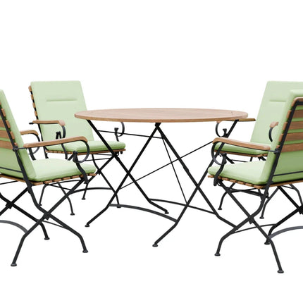 Sicily 4 Seater Teak and Wrought Iron Round 110cm Garden Dining Set