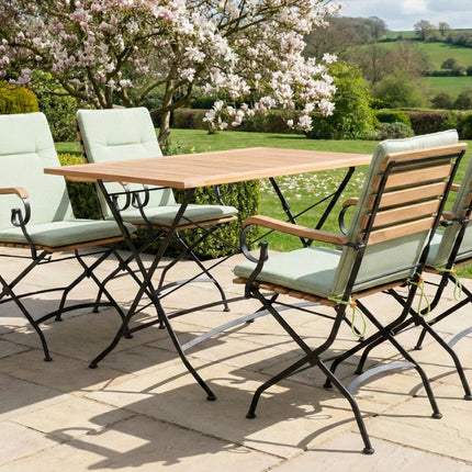 Sicily 4 Seater Teak and Wrought Iron Rectangular 120cm Garden Dining Set