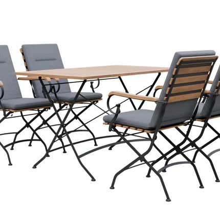 Sicily 4 Seater Teak and Wrought Iron Rectangular 120cm Garden Dining Set