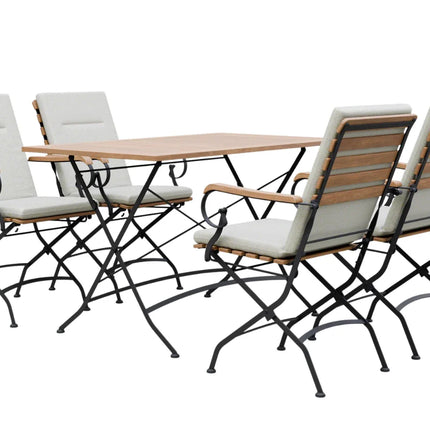 Sicily 4 Seater Teak and Wrought Iron Rectangular 120cm Garden Dining Set