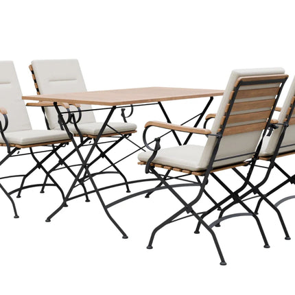 Sicily 4 Seater Teak and Wrought Iron Rectangular 120cm Garden Dining Set