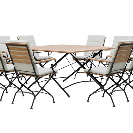 Sicily 8 Seater Teak and Wrought Iron Square 140cm Garden Dining Set