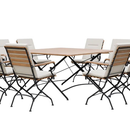 Sicily 8 Seater Teak and Wrought Iron Square 140cm Garden Dining Set