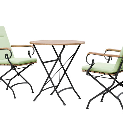 Sicily 2 Seater Teak and Wrought Iron Round 70cm Garden Dining Set