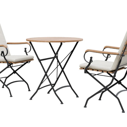 Sicily 2 Seater Teak and Wrought Iron Round 70cm Garden Dining Set