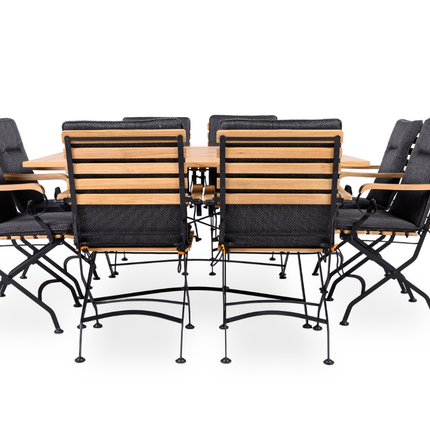 Sicily 8 Seater Teak and Wrought Iron Square 140cm Garden Dining Set